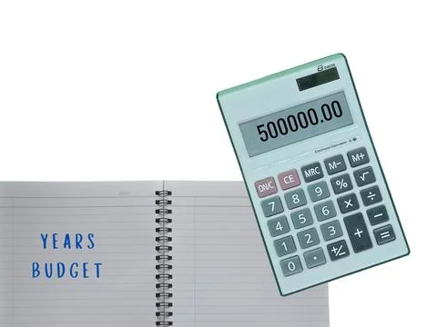 A book is depicted with text, representing years of budget and an electroni.. Stock Photos