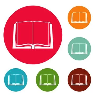 Book deployed icons circle set vector Stock Illustration