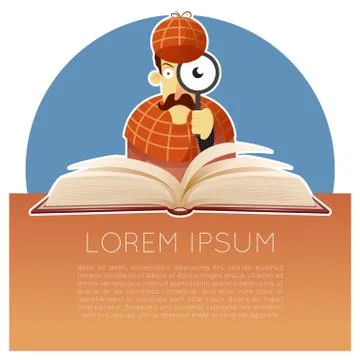Book with detective Stock Illustration