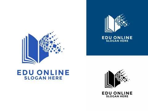 Book Digital logo design vector. Education online logo vector, university, .. Stock Illustration