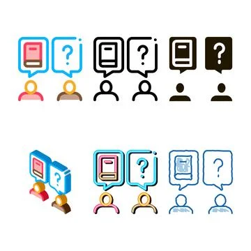 Book discussion dialogue icon vector outline minimal Stock Illustration