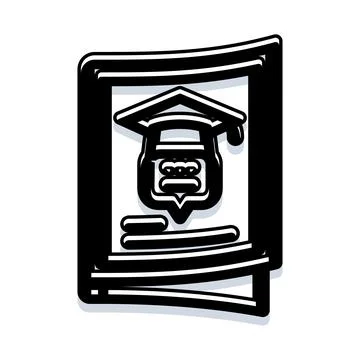 Book displaying gorilla face wearing graduation cap Stock Illustration