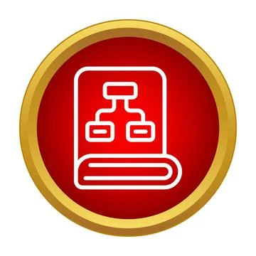 Book displaying process flow chart icon red circle Stock Illustration