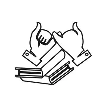 Book education hand Commitment Teamwork Together Outline Logo 스톡 일러스트