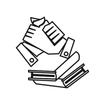 Book education hand Commitment Teamwork Together Outline Logo Stock Illustration