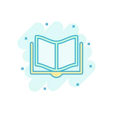 Book education icon in comic style. Literature magazine vector cartoon illust Stock Illustration