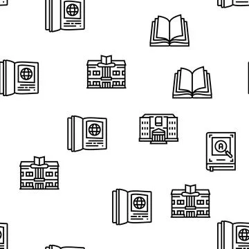 Book Educational Literature Read Vector Seamless Pattern Illustrazione stock