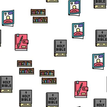 Book Educational Literature Read Vector Seamless Pattern Illustrazione stock