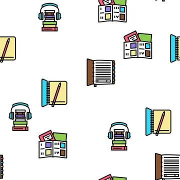 Book Educational Literature Read Vector Seamless Pattern Ilustración de archivo