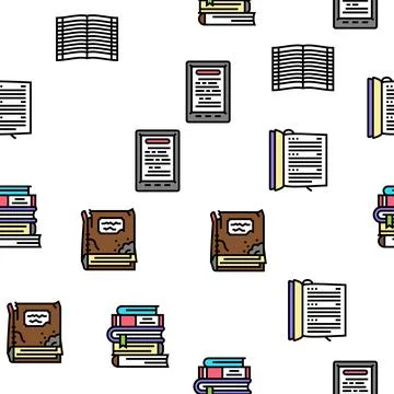 Book Educational Literature Read Vector Seamless Pattern Illustrazione stock