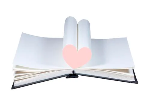 Book with empty pages and pink heart Stock Photos