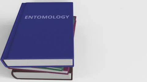 Book with ENTOMOLOGY title. 3D rendering Illustrazione stock