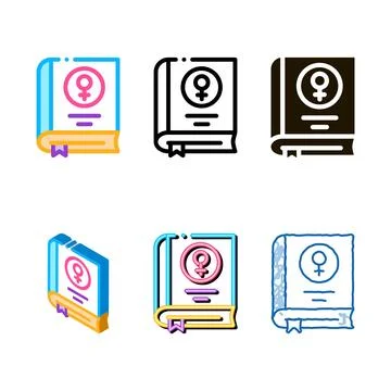 Book female types mark icon vector outline Stock Illustration