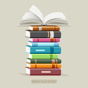 Book Flat Icons Set. Vector Illustration. 스톡 일러스트