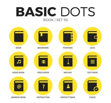 Book flat icons vector set Stock Illustration