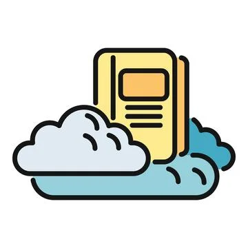 Book floating on cloud storage server icon 스톡 일러스트