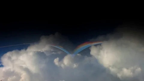 The book is flying in the clouds. Tales and dreams in the clouds Video stock 80569993