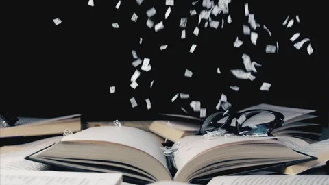 Book with Flying Letters Stock Footage 74249555