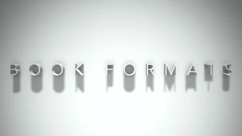 Book formats 3D title animation white text on a white background Stock Footage 299747154