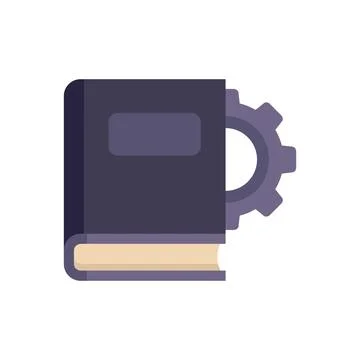 Book with gear showing concept of technical manual Stock Illustration