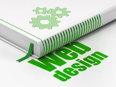 Book Gears, Web Design on white background Illustrazione stock