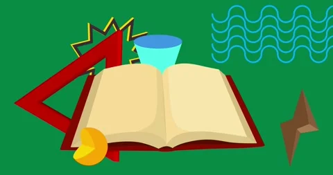 Book with geometrical graphic elements animation Stock Footage 302232273