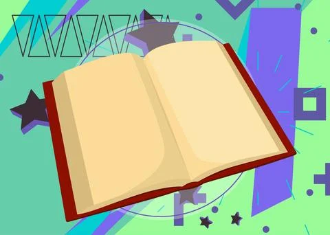 Book geometrical graphic retro theme background. Minimal geometric elements.. Illustrazione stock