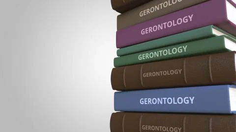 Book with GERONTOLOGY title, 3D rendering Stock Illustration