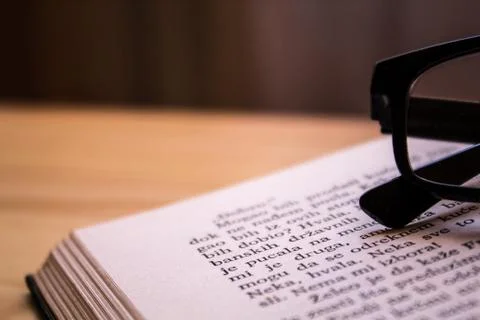 A book with glasses 스톡 사진
