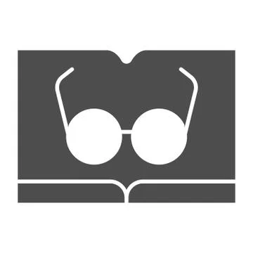Book with glasses solid icon. Reading vector illustration isolated on white イラスト素材
