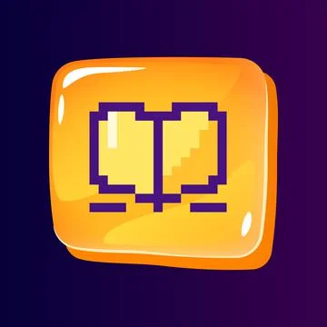 Book glossy ui button with pixelated color icon Stock Illustration