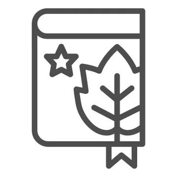 Book with grape leaf and bookmark line icon. Notes of grapes growing outline Stock Illustration