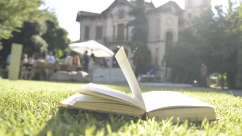 A book on the grass Vídeo Stock 139761627