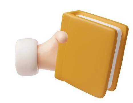 Book in hand 3D plastic style vector illustration, cartoon brown hardcover イラスト素材