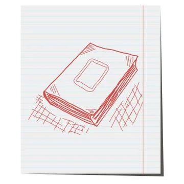 The book is hand-drawn on notebook sheet Stock Illustration