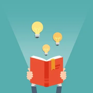 Book in the hands and bulb idea Stock Illustration