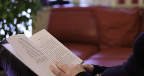 Book in hands, close-up, 4K slomo Stock Footage 255963870