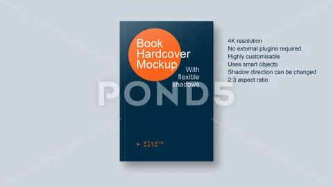 Book Hardcover Mockup With Customisable Shadows PSD Template