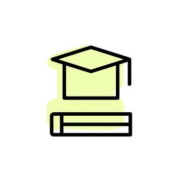 Book, hat with color shadow vector icon in book set Stock Illustration