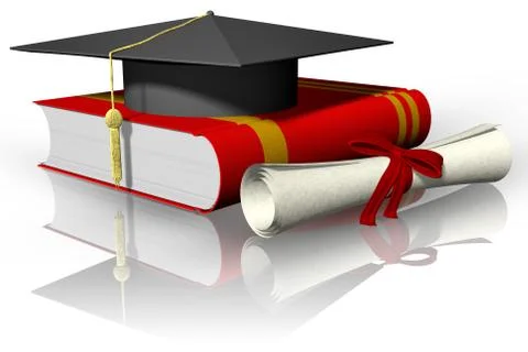 Book hat Degree 01 -  3D illustration 스톡 일러스트