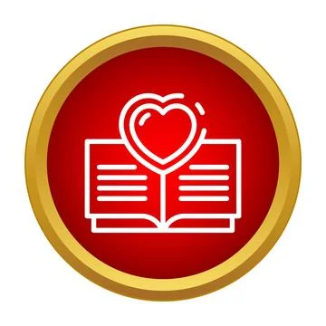 Book with heart outline vector icon in red circle Stockillustratie