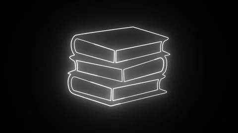 Book icon animation. Neon glowing red book icon animation in black background Stock Footage 305299396