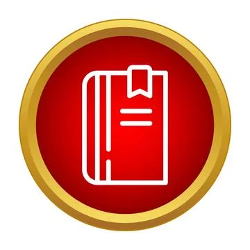 Book icon with bookmark on a red button 库存插图