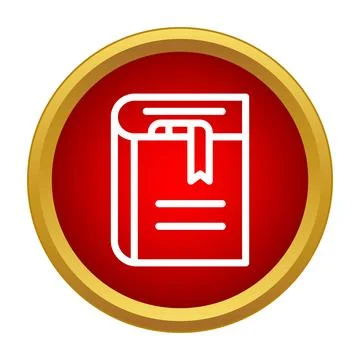 Book icon with bookmark on red gradient circle Stock Illustration