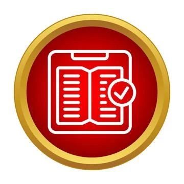 Book icon with a checkmark indicating learning success Stockillustratie
