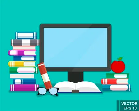 Book. The icon. Desktop. Flat style. For your design. Stock Illustration