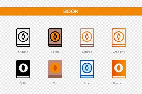 Book icon in different style. book vector icons designed in outline, solid,.. 스톡 일러스트