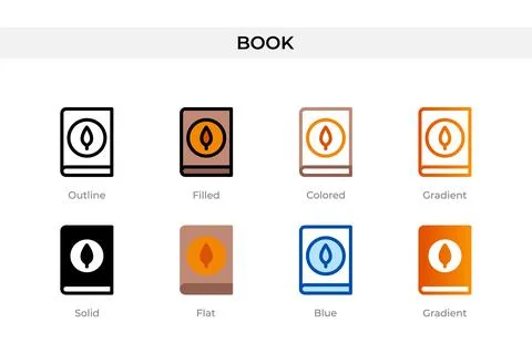 Book icon in different style. book vector icons designed in outline, solid,.. 스톡 일러스트