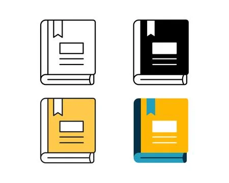 Book icon element vector design in 4 style line, glyph, duotone, and flat. Stock Illustration