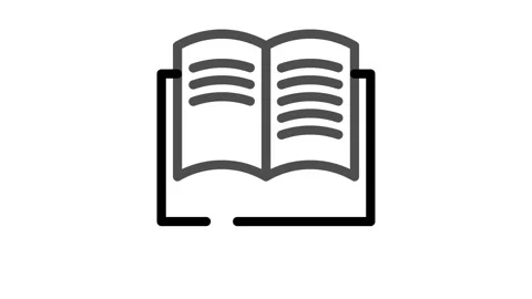Book icon featuring a black border, symbolizing literature or reading. Stock Footage 334998275